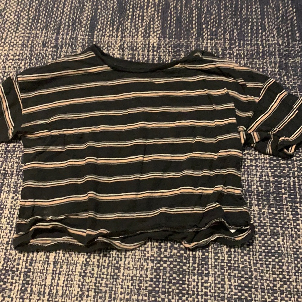 american eagle striped cropped tee